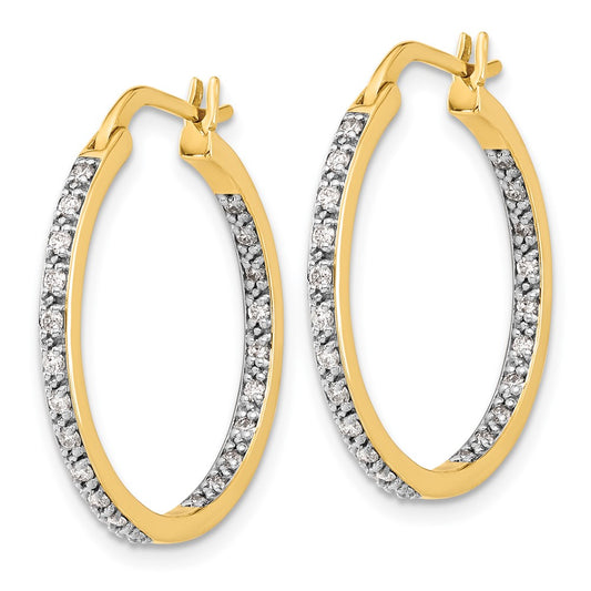 High-Quality 14K Gold Diamond Inside-Out Hoop Earrings - Stylish Luxury Value