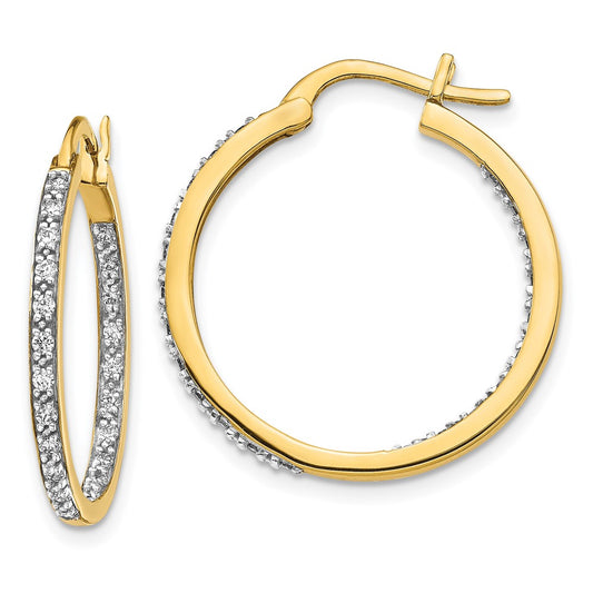 High-Quality 14K Gold Diamond Inside-Out Hoop Earrings - Stylish Luxury Value