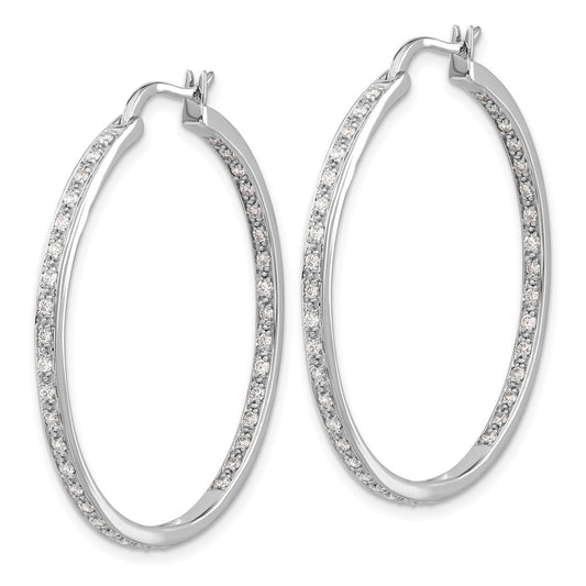 High-Quality 14K White Gold Diamond Inside-Out Hoop Earrings - Stylish Value!