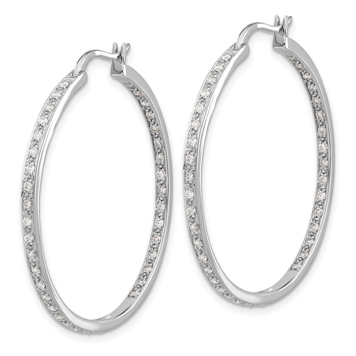 High-Quality 14K White Gold Diamond Inside-Out Hoop Earrings - Stylish Value!-2