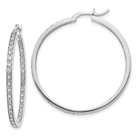 High-Quality 14K White Gold Diamond Inside-Out Hoop Earrings - Stylish Value!