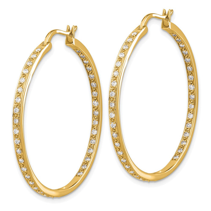 Exclusive 14K Gold Diamond Inside-Out Hoop Earrings - Stylish & Affordable Luxury-2