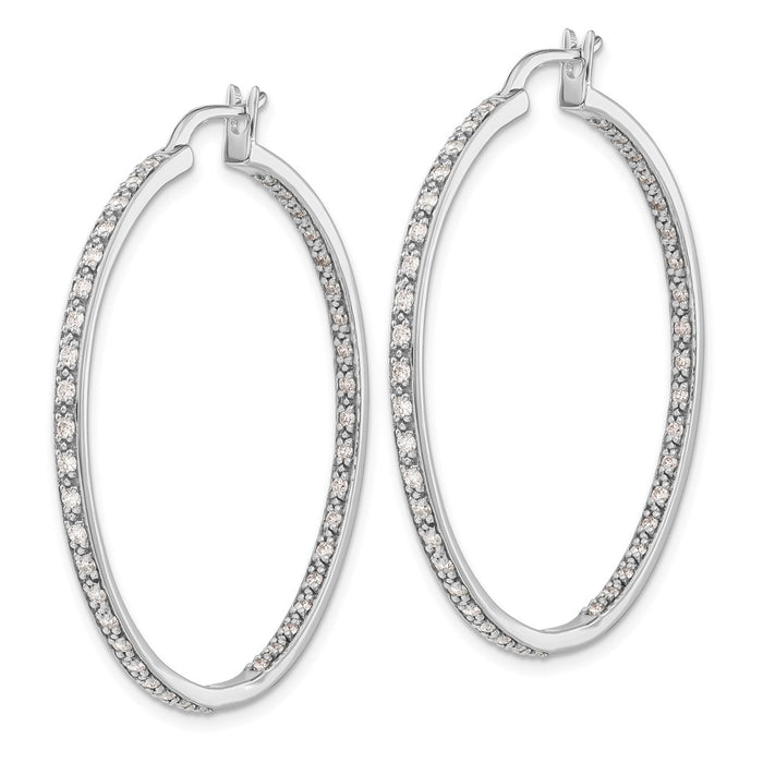 Shop Stylish 14K White Gold Diamond Inside-Out Hoop Earrings - 1.5" Luxury-2