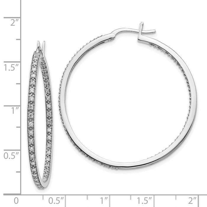 Shop Stylish 14K White Gold Diamond Inside-Out Hoop Earrings - 1.5" Luxury-4