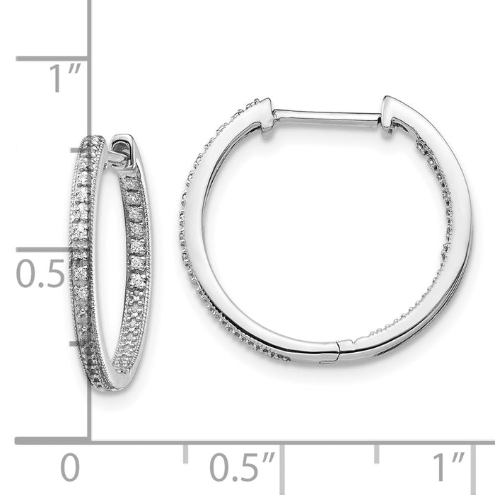 Buy Stylish 10K White Gold Hinged Hoop Earrings with Diamonds - Luxury Value!-4