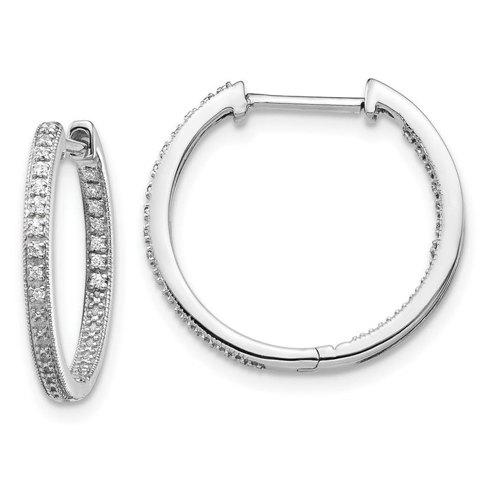 Buy Stylish 10K White Gold Hinged Hoop Earrings with Diamonds - Luxury Value!-1