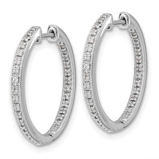 Shop Stylish 10K White Gold Diamond Inside-Out Hinged Hoop Earrings - Value!