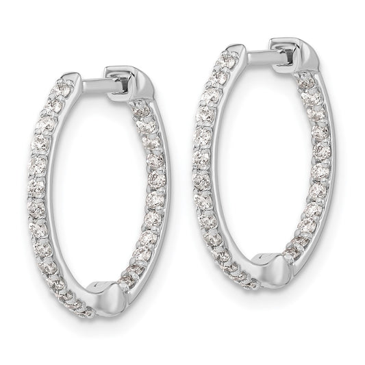 Shop Exclusive 14K White Gold Diamond Inside-Out Hoop Earrings - Stylish Value!