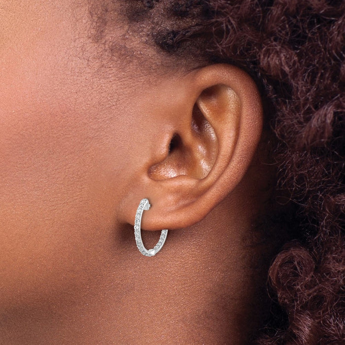 Shop 14K White Gold Diamond Inside-Out Hinged Hoop Earrings - Stylish Luxury!-3