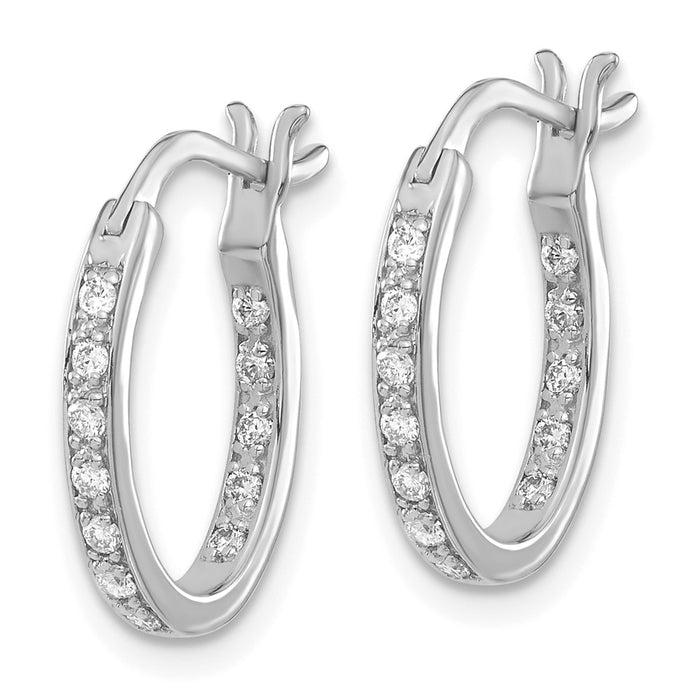 Buy Stylish 14K White Gold Diamond Inside-Out Hoop Earrings - 1.5" Luxury Design-2