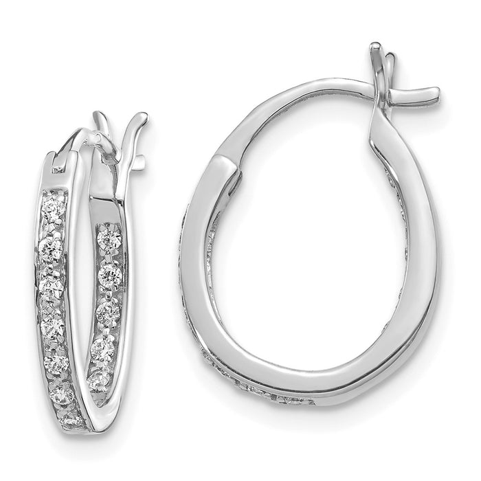 Buy Stylish 14K White Gold Diamond Inside-Out Hoop Earrings - 1.5" Luxury Design-1