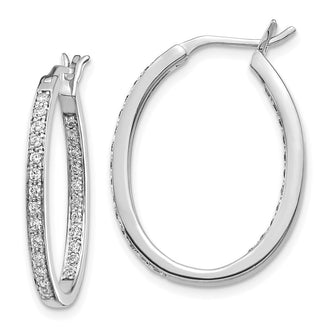 Exclusive 14K White Gold Diamond Inside-Out Hoop Earrings - Stylish Luxury