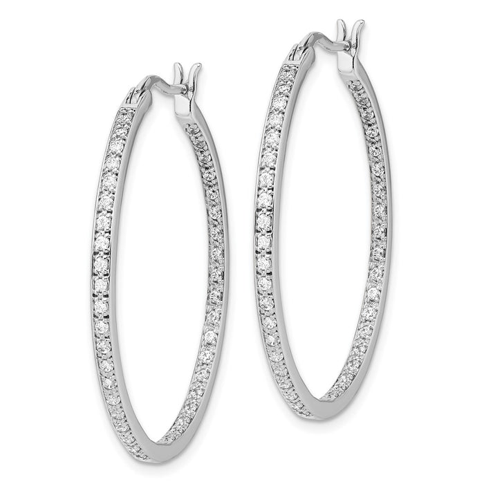 Buy Stylish 14K White Gold Diamond Inside-Out Hoop Earrings - Luxury Value!-2