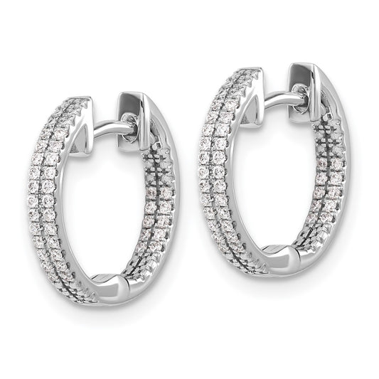 Buy Stylish 14K White Gold Diamond Inside-Out Hinged Hoop Earrings - 1.5"