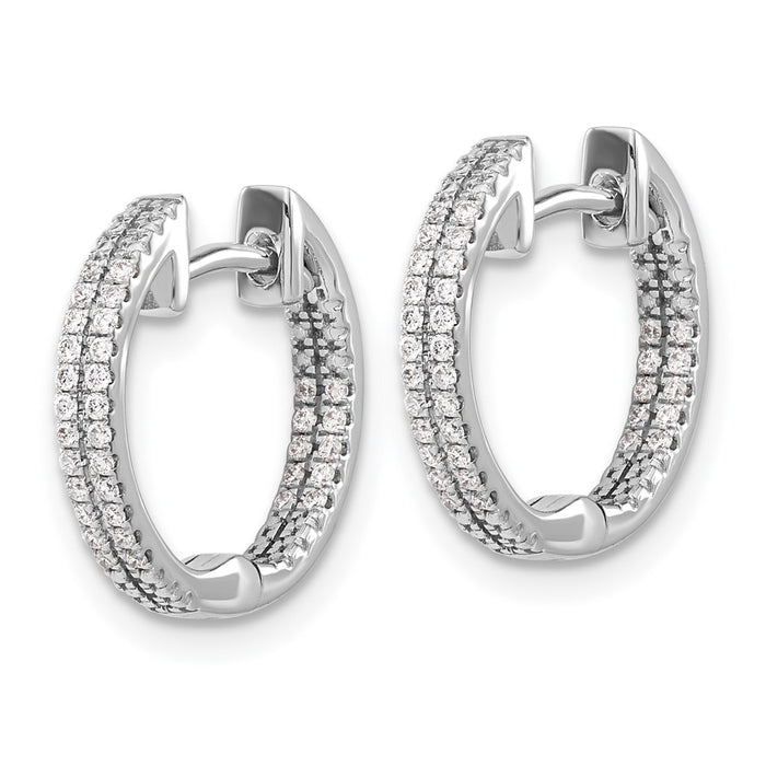 Buy Stylish 14K White Gold Diamond Inside-Out Hinged Hoop Earrings - 1.5"-2