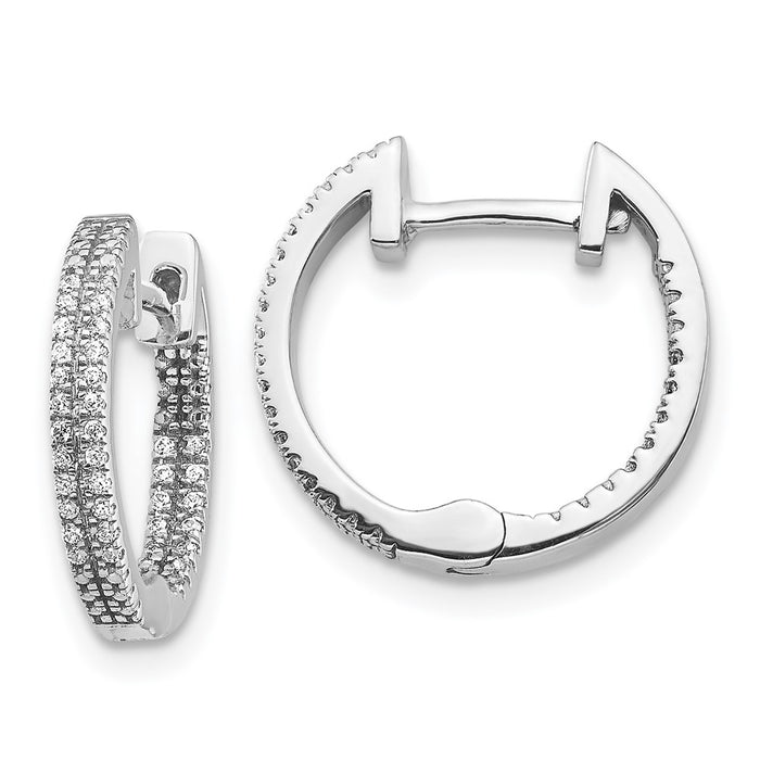 Buy Stylish 14K White Gold Diamond Inside-Out Hinged Hoop Earrings - 1.5"-1