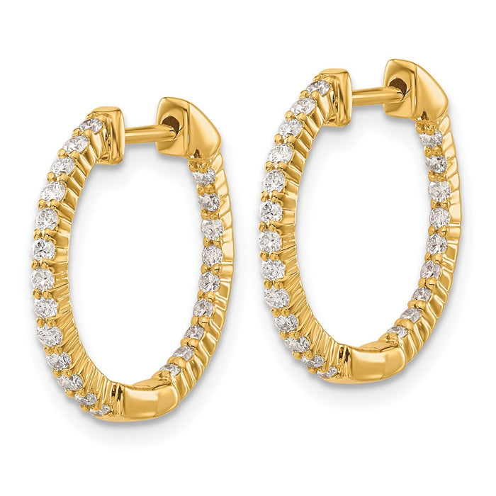 High-Quality 10K Gold Diamond Inside-Out Hinged Hoop Earrings - Stylish Value!-2