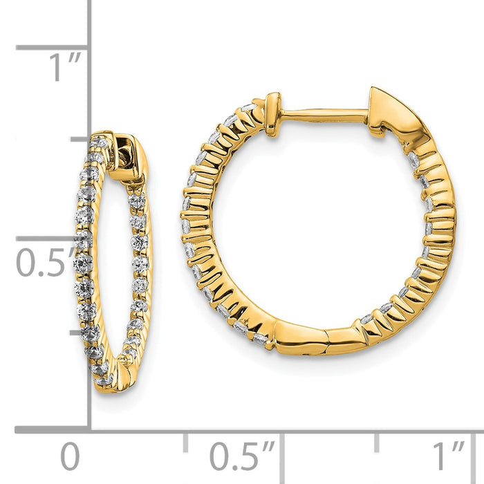 High-Quality 10K Gold Diamond Inside-Out Hinged Hoop Earrings - Stylish Value!-4