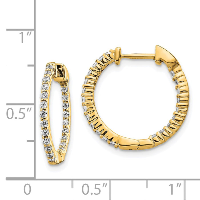 Exclusive 14K Gold Polished Diamond Inside-Out Hoop Earrings - Stylish Value-4