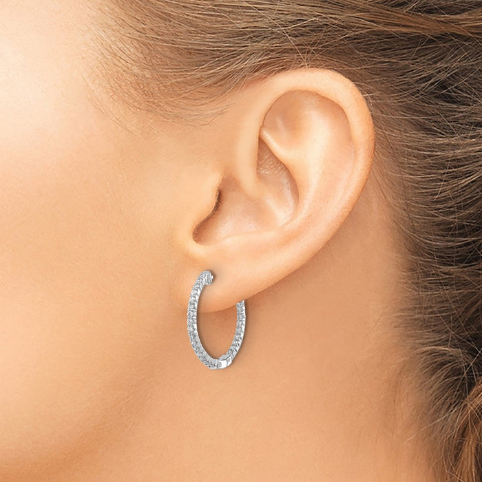 Exclusive 10K White Gold Diamond Inside-Out Hoop Earrings | Stylish & Affordable-3
