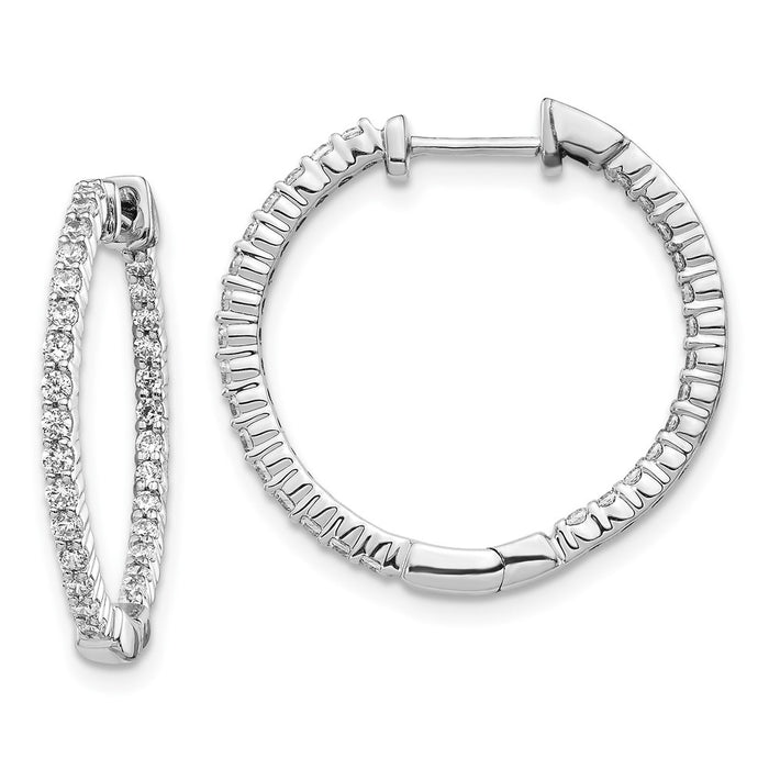 Exclusive 10K White Gold Diamond Inside-Out Hoop Earrings | Stylish & Affordable-1