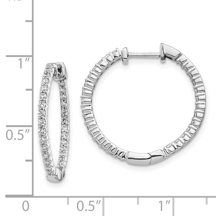 High-Quality 14K White Gold Diamond Inside-Out Hoop Earrings - Stylish Value!-4