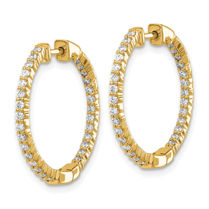 Buy Stylish 14K Gold Polished Diamond Hinged Hoop Earrings - 1.5" Size-2