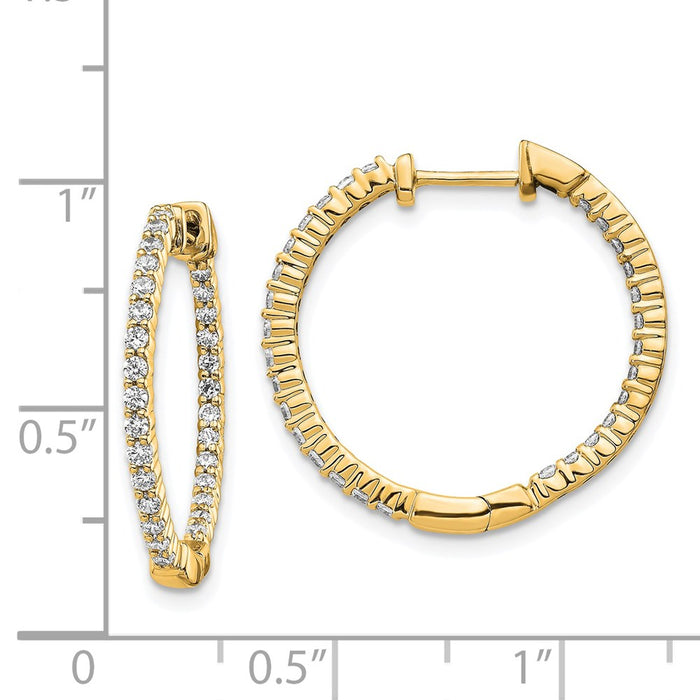 Buy Stylish 14K Gold Polished Diamond Hinged Hoop Earrings - 1.5" Size-4