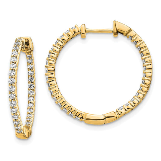 Buy Stylish 14K Gold Polished Diamond Hinged Hoop Earrings - 1.5" Size