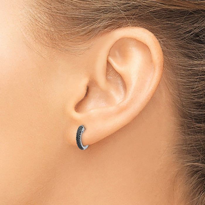 Buy 10K White Gold Diamond-Accented Hinged Hoop Earrings | Stylish Value-3