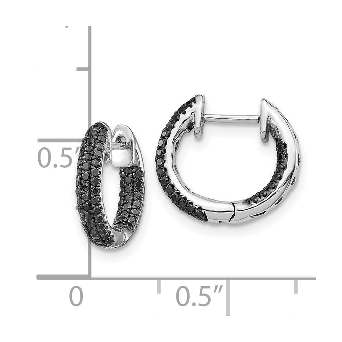 Shop Stylish 10K White Gold Black Diamond Hinge Hoop Earrings - Luxury Value!-4