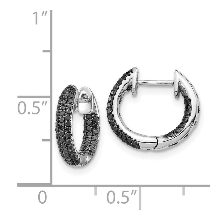 Buy Exclusive 14K White Gold Hoop Earrings with Black Diamonds - Stylish Design-4