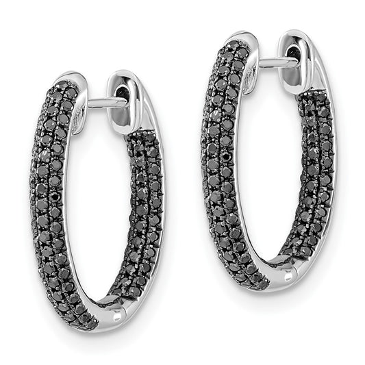 Exclusive 10K White Gold Black Diamond Inside-Out Hoop Earrings - Stylish Value