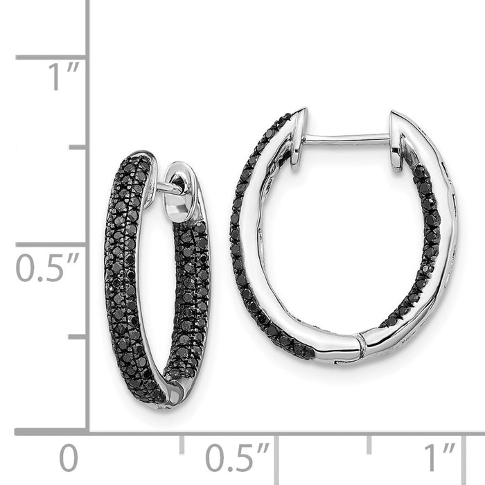 Shop Stylish 14K White Gold Black Diamond Inside-Out Hoop Earrings, 1.5"-4