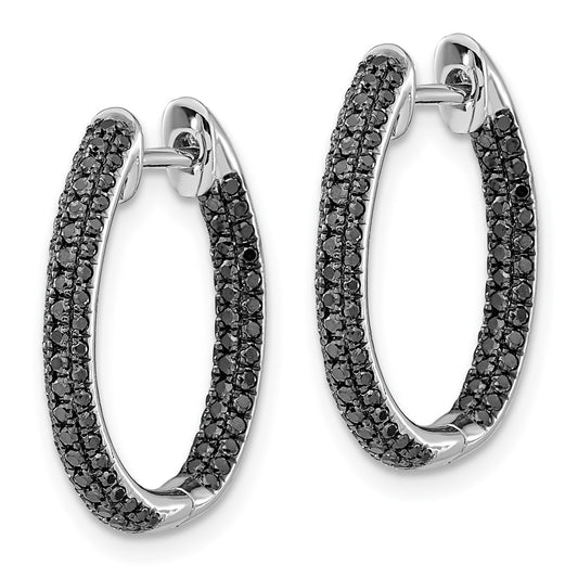 Shop 14K White Gold Black Diamond Inside-Out Hoop Earrings - Stylish Value