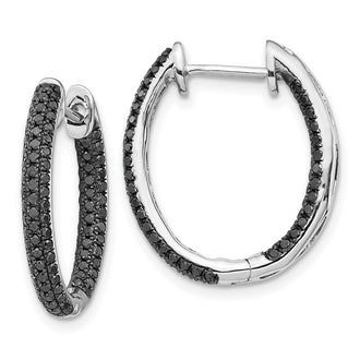 Shop 14K White Gold Black Diamond Inside-Out Hoop Earrings - Stylish Value