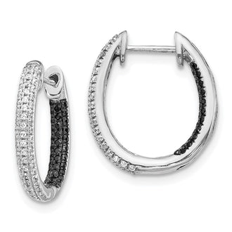 Shop Exclusive 14K White Gold Inside-Out Hoop Earrings with Black & White Diamonds