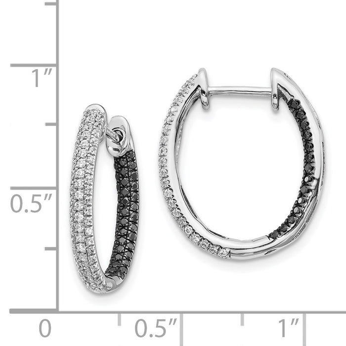 Buy Stylish 14K White Gold Inside-Out Hoop Earrings with Black & White Diamonds-4