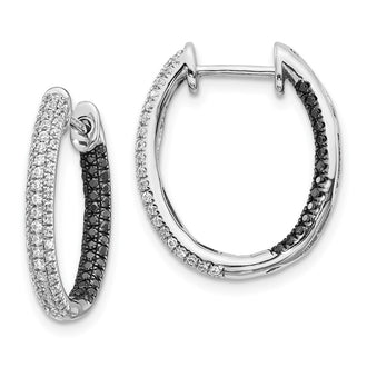 Buy Stylish 14K White Gold Inside-Out Hoop Earrings with Black & White Diamonds
