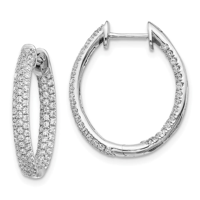 Shop Stylish 14K White Gold Diamond Inside-Out Hinged Hoop Earrings - 1.5"-1