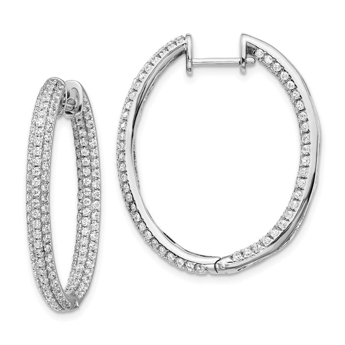 Buy Stylish 14K White Gold Diamond Inside-Out Hinged Hoop Earrings - 1.5"-1