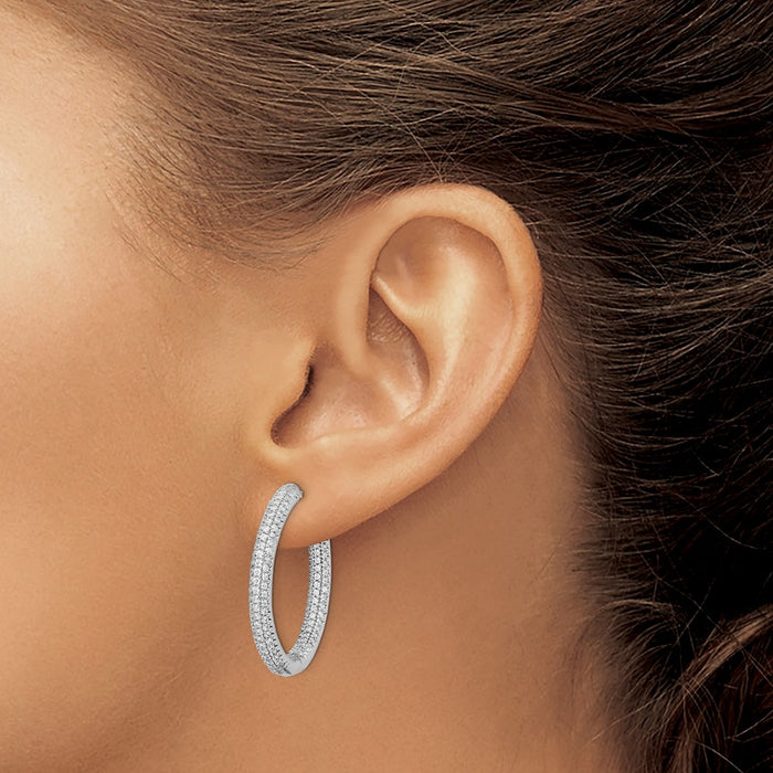 Exclusive 14K White Gold Hinged Hoop Diamond Earrings, 1.5 Carat Total Weight-3