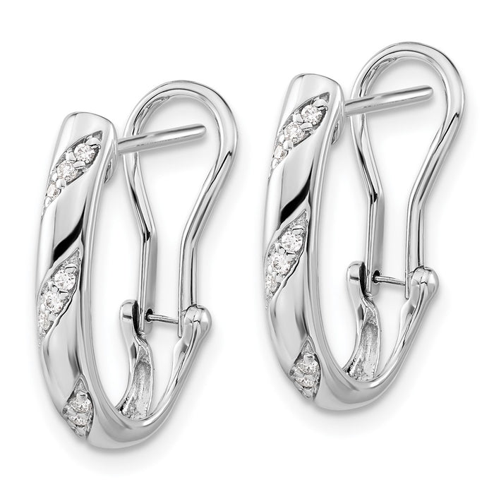 Shop 14K White Gold Diamond Omega Back Earrings - Stylish, High-Quality Design-2