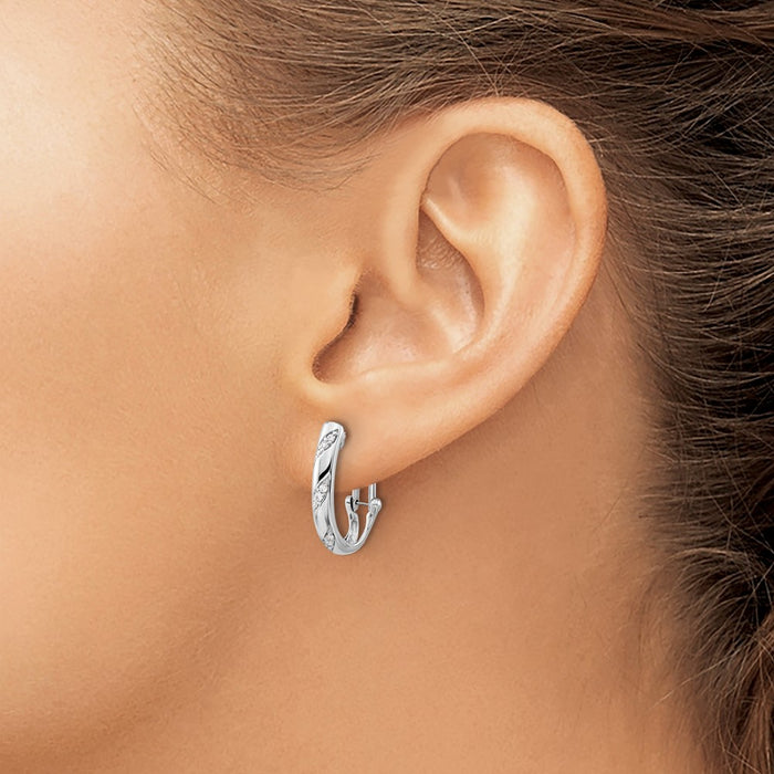 Shop 14K White Gold Diamond Omega Back Earrings - Stylish, High-Quality Design-3