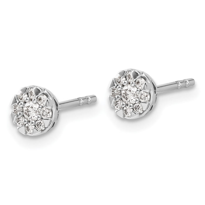 High-Quality 14K White Gold Diamond Cluster Stud Earrings - Stylish Value Deal-2