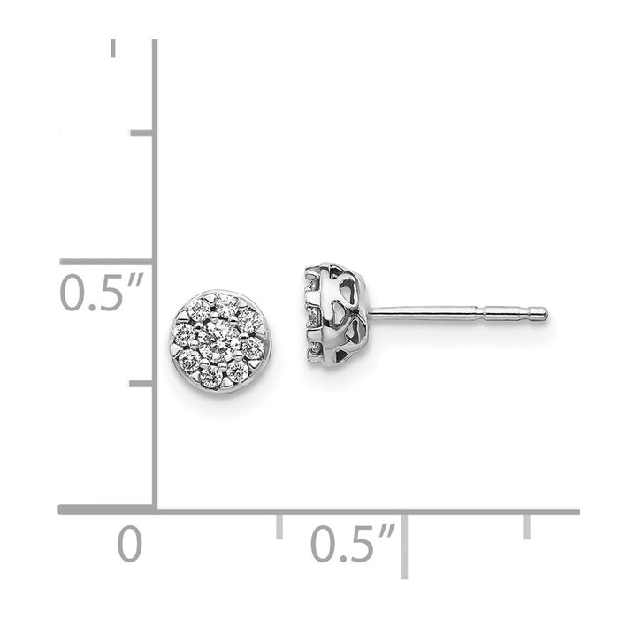 High-Quality 14K White Gold Diamond Cluster Stud Earrings - Stylish Value Deal-4