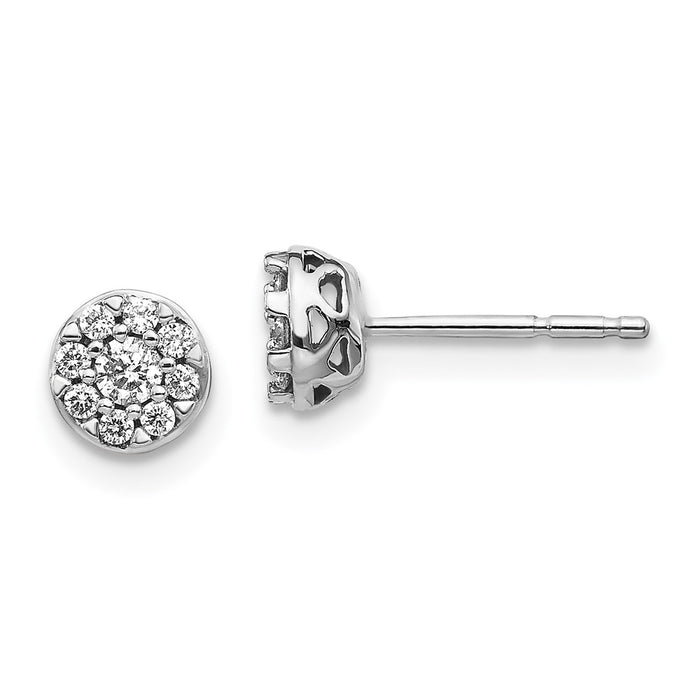 High-Quality 14K White Gold Diamond Cluster Stud Earrings - Stylish Value Deal-1
