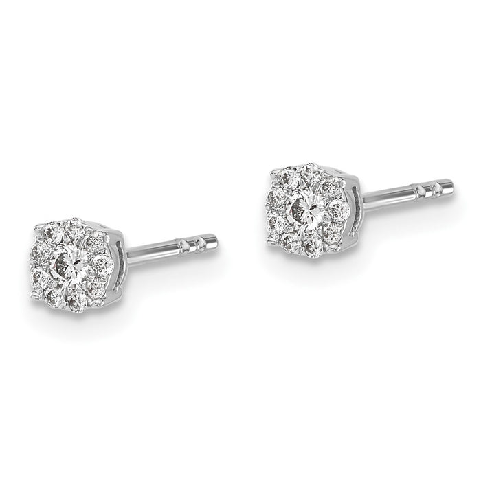 Shop Exclusive 10K White Gold Diamond Cluster Stud Earrings - Stylish Value!-2