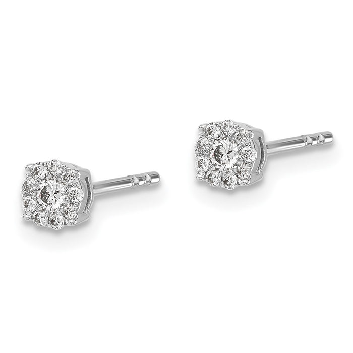 High-Quality 14K White Gold Diamond Cluster Stud Earrings - Stylish Value-2