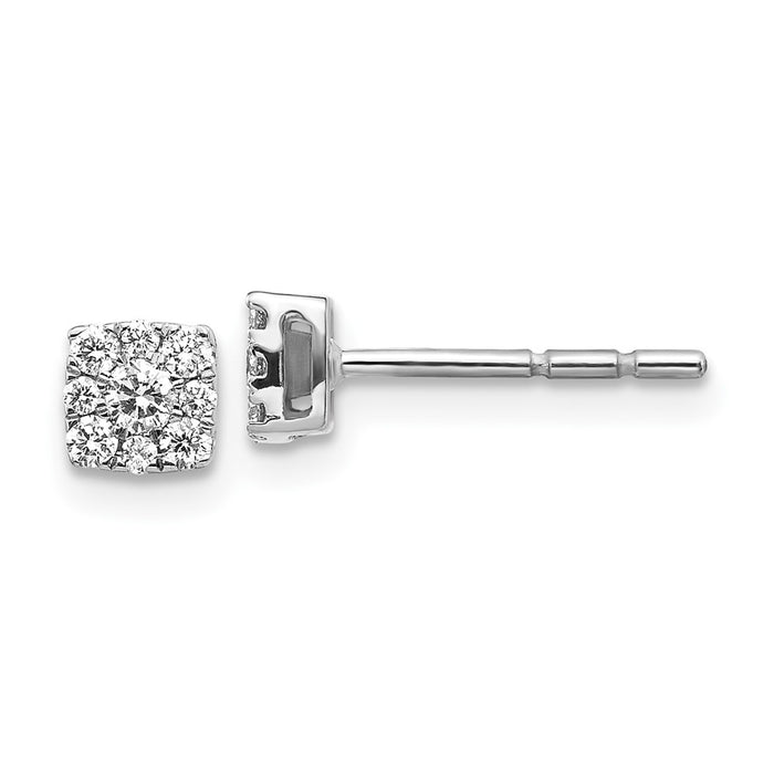 Exclusive 10K White Gold Diamond Cluster Stud Earrings - Stylish Value Offer-1